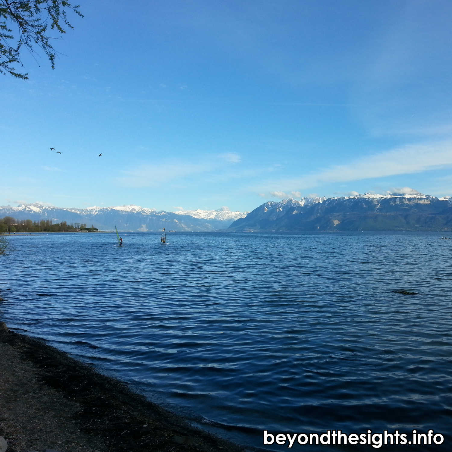 View of the lake and the French Alps